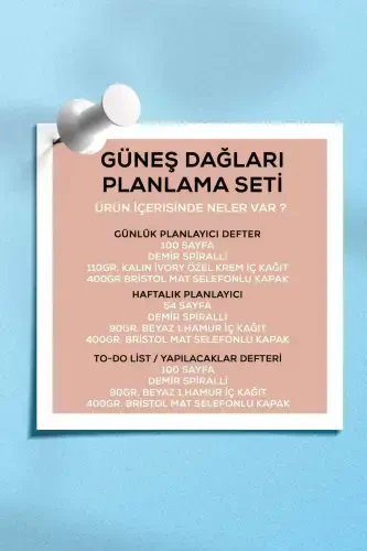 Rejalashtirish to'plami | 3 ta alohida maxsus mahsulot | Kundalik rejalashtirgich | Haftalik rejalashtirgich | Vazifalar ro'yxati - Quyoshli tog'lar - 3