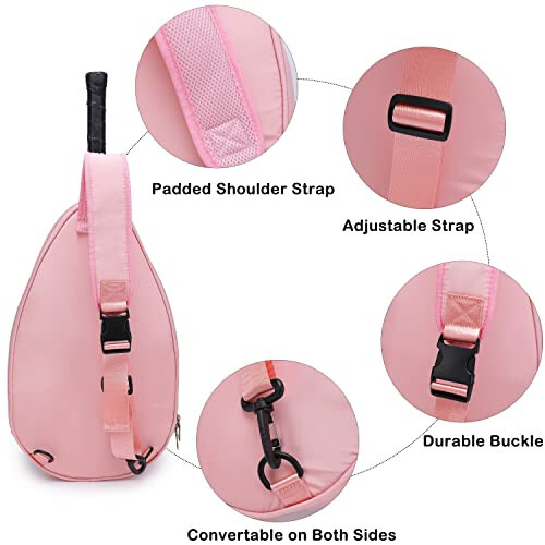 Rejolly Tennis Crossbody Bag Chest Shoulder Purse for Men Women Water Resistant Padded Quilted Sling Bag for Tennis Racket, Pickleball Paddles, Badminton Racquet - 4