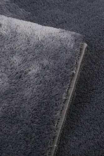Relax Anthracite Fringed Stain-Resistant Non-Slip Washable Runner Long Pile Plush Post Modern Carpet-Anthracite - 5