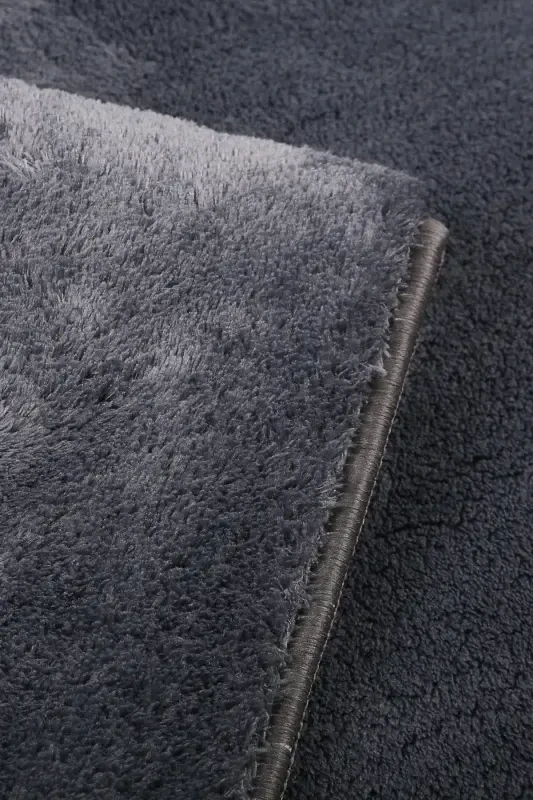 Relax Anthracite Fringed Stain-Resistant Non-Slip Washable Runner Long Pile Plush Post Modern Carpet-Anthracite - 5