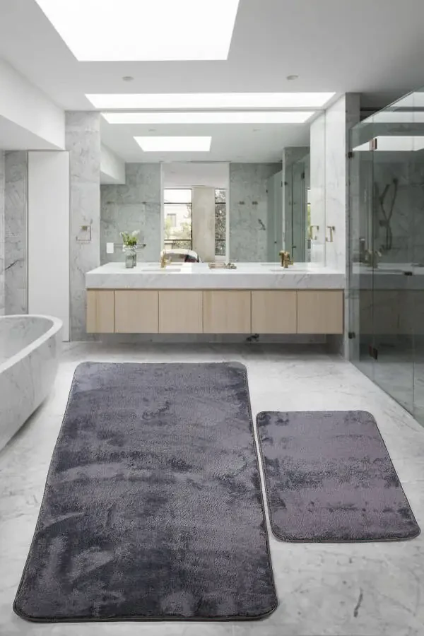 Relax Антрацит 80x150 + 50x80 см. Большой размер, 2-х местный коврик для ванной, нескользящий комплект для унитаза - 1