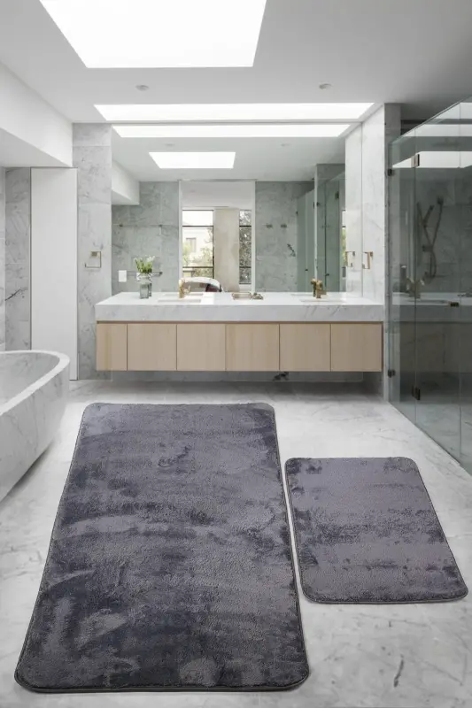 Relax Antrasit 80x150 + 50x80 см. Катта ўлчамли 2 та ванна хонаси учун гилам тўплами. Сийдирли туалет ансамбли - 1