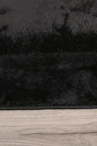 Relax Black 80x150 + 50x80 cm. Large Size 2-Piece Bath Mat Rug Set Non-Slip Toilet Seat Cover - Black - 4