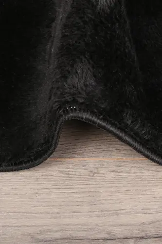 Relax Black 80x150 + 50x80 cm Large Size 2-Piece Bathroom Rug Mat Set Non-Slip Toilet Lid Cover Set - Black - 3
