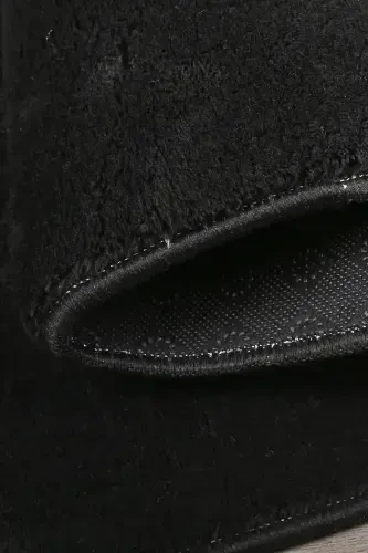 Relax Black Fringed Stain-Resistant Non-Slip Washable Runner Long-Haired Plush Post Modern Carpet-Black - 3