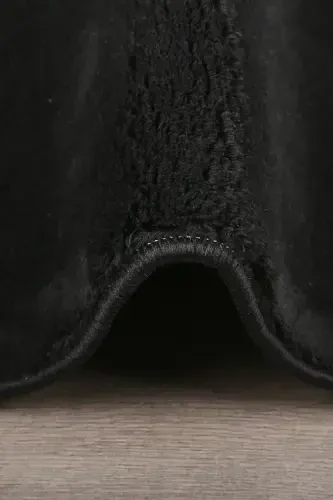 Relax Black Fringed Stain-Resistant Non-Slip Washable Runner Long-Haired Plush Post Modern Carpet-Black - 4