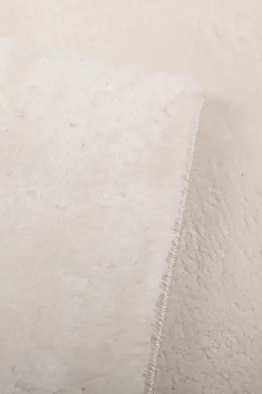 Relax Cream Fringed Stain Resistant Non-Slip Washable Runner Long Pile Plush Post Modern Carpet-Cream - 5