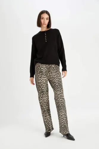 Relax Fit Buttoned Collar Knit Sweater D4913axns-Black - 7