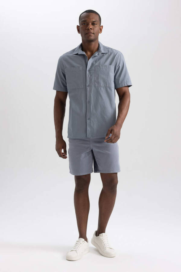 Relax Fit Cotton Short Sleeve Shirt Light Grey - 2