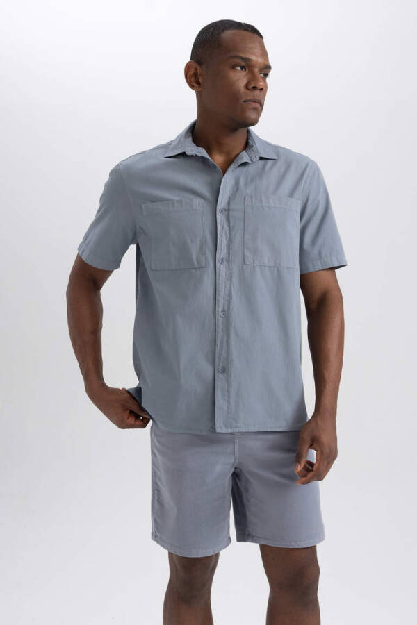 Relax Fit Cotton Short Sleeve Shirt Light Grey - 5