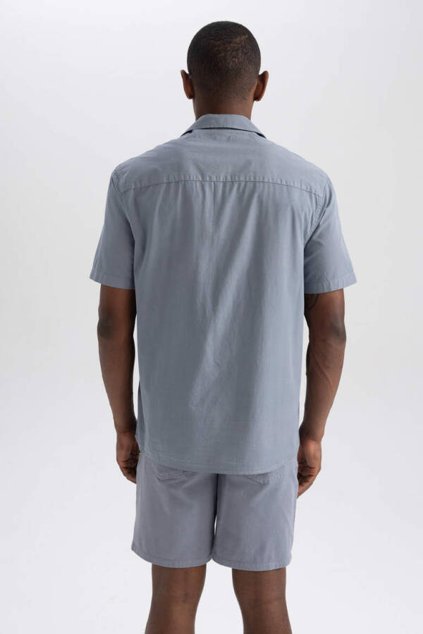 Relax Fit Cotton Short Sleeve Shirt Light Grey - 7