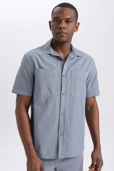 Relax Fit Cotton Short Sleeve Shirt Light Grey - 10