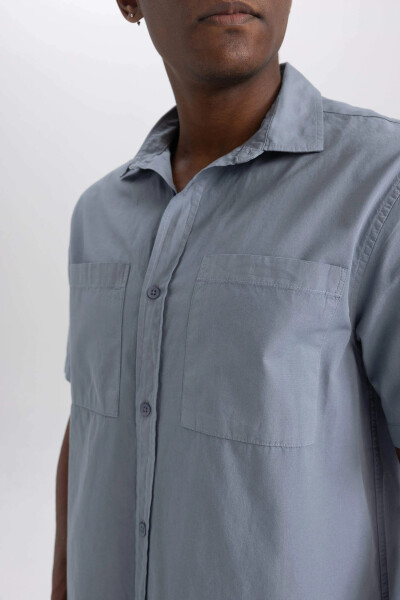 Relax Fit Cotton Short Sleeve Shirt Light Grey - 15