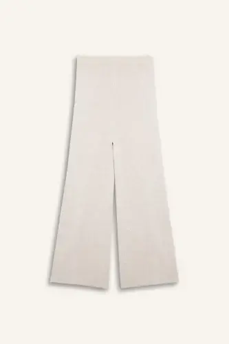 Relax Fit Geniş Bol Paça Pantolon-Ekru - 10