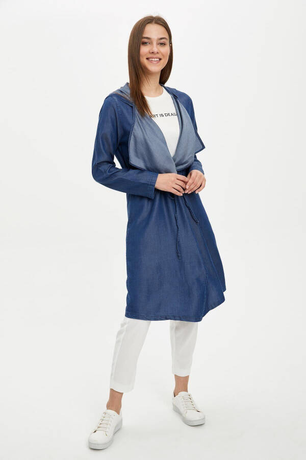 Relax Fit Hooded Denim Trench Coat - 2