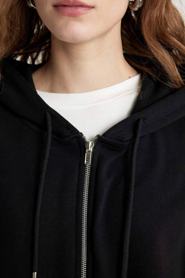 Relax Fit Hooded Zip-Up Sweatshirt Black - 12