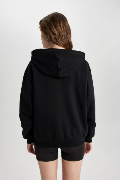 Relax Fit Hooded Zip-Up Sweatshirt Black - 13