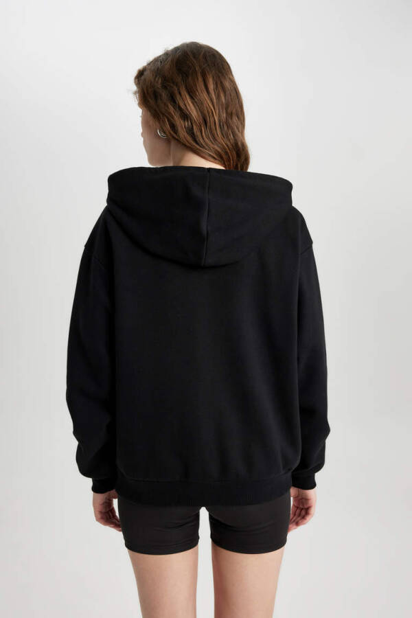 Relax Fit Hooded Zip-Up Sweatshirt Black - 13