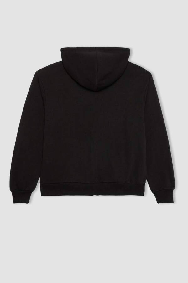 Relax Fit Hooded Zip-Up Sweatshirt Black - 16