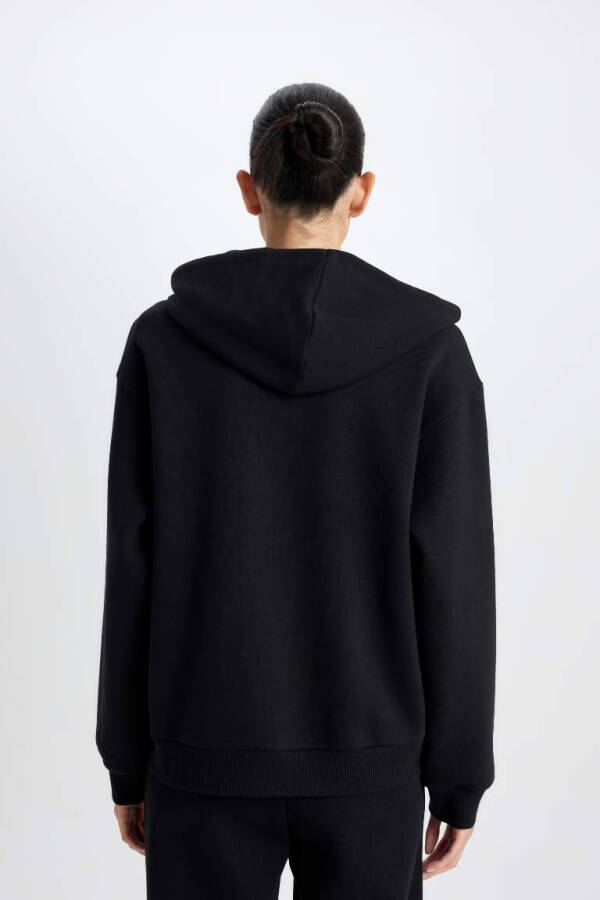 Relax Fit Hooded Zip-Up Sweatshirt Black - 6