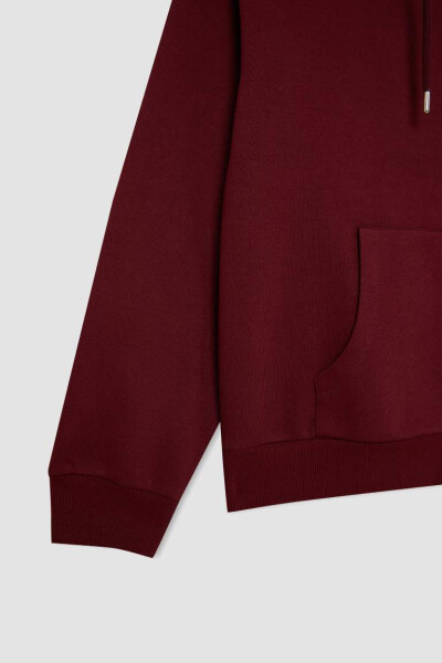 Relax Fit Kapüşonlu Fermuarlı Sweatshirt Bordo - 2