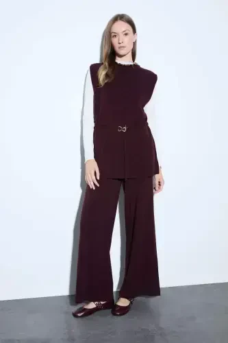 Relax Fit Keng Keng Palak Palak Shim-Bordo - 1