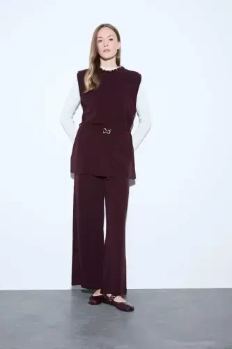 Relax Fit Keng Keng Palak Palak Shim-Bordo - DEFACTO (1)