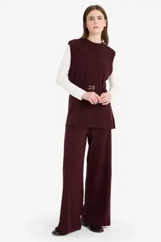 Relax Fit Keng Keng Palak Palak Shim-Bordo - 4