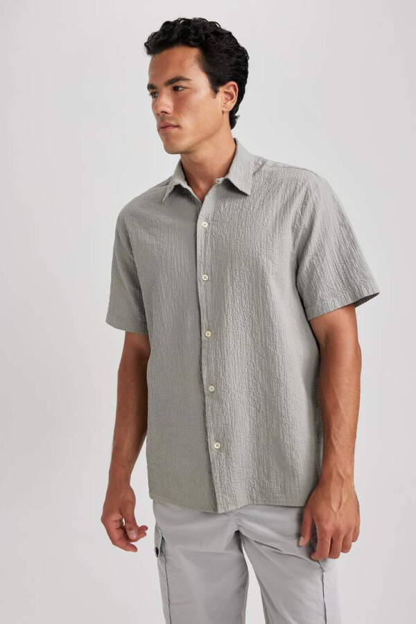 Relax Fit Short Sleeve Shirt Light Blue - 4