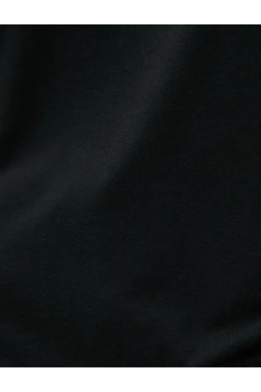 Relax Fit Tişört Bisiklet Yaka-Siyah - 6