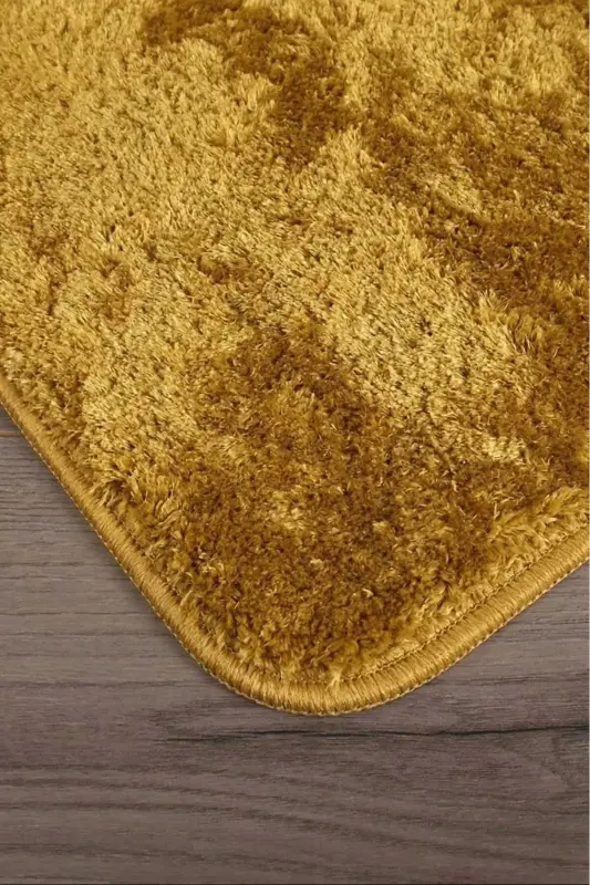 Relax Gold 80x150 + 50x80 cm. Büyük Boy 2'li Banyo Halısı Paspası Seti Kaymaz Klozet Takımı - Altın - 2