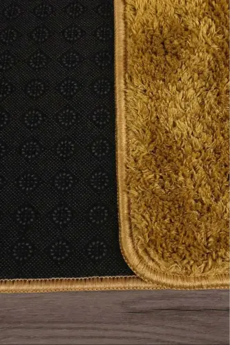 Relax Gold 80x150 + 50x80 cm. Büyük Boy 2'li Banyo Halısı Paspası Seti Kaymaz Klozet Takımı - Altın - 4