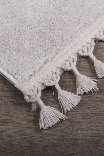 Relax Gray Fringed Stain Resistant Non-Slip Washable Runner Long Pile Plush Post Modern Carpet-Gray - MODAZONE (1)