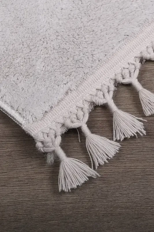 Relax Gray Fringed Stain Resistant Non-Slip Washable Runner Long Pile Plush Post Modern Carpet-Gray - 2