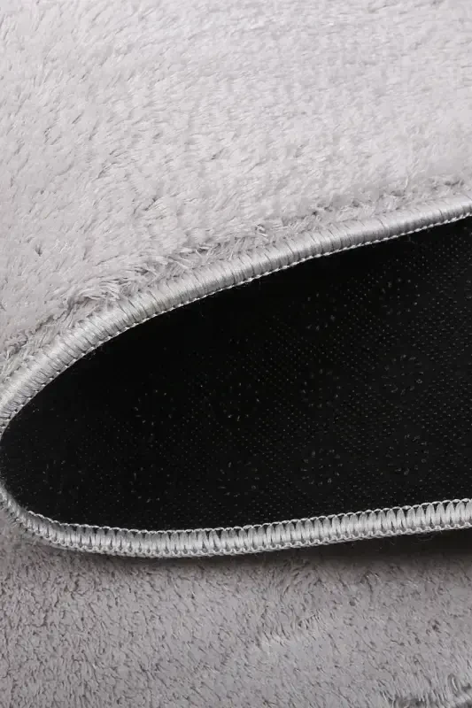 Relax Gray Fringed Stain Resistant Non-Slip Washable Runner Long Pile Plush Post Modern Carpet-Gray - 3