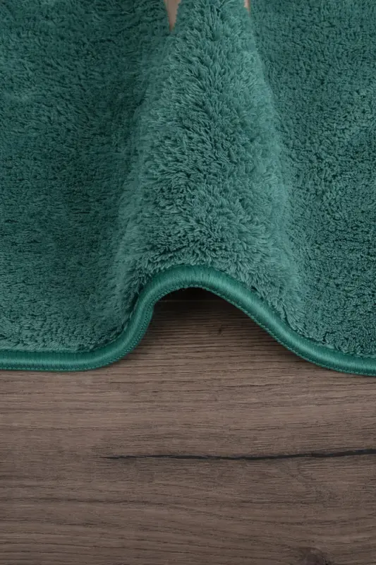 Relax Green 80x150 + 50x80 cm. Large Size 2-Piece Bathroom Rug Mat Set Non-Slip Toilet Set - Petroleum Green - 3