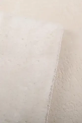 Relax Krem Saçaklı Leke Tutmaz Kaymaz Taban Yıkanabilir Yolluk Uzun Tüylü Peluş Post Modern Halı-Krem - 5