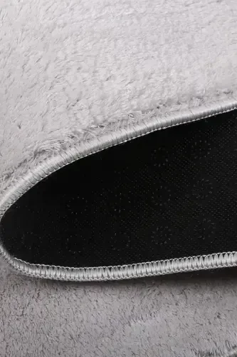 Relax Kulrang Sochli Dog 'Tutmaydigan Sirpanmaydigan Yuviladigan Yo'lak Uzun Tukli Peluş Post Zamonaviy Gilam - Kulrang - 3