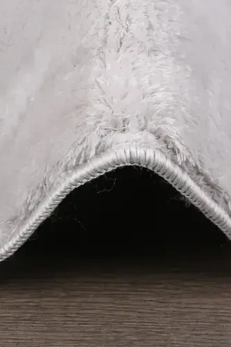 Relax Kulrang Sochli Dog 'Tutmaydigan Sirpanmaydigan Yuviladigan Yo'lak Uzun Tukli Peluş Post Zamonaviy Gilam - Kulrang - 4