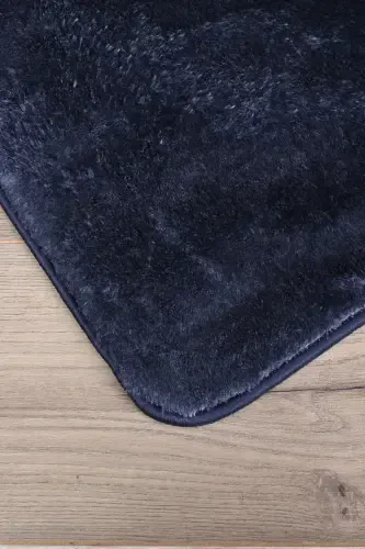 Relax Lacivert 80x150 + 50x80 sm. Katta o'lchamdagi 2 ta hammom gilamchasi to'plami, sirpanmaydigan unitaz qopqog'i - Lacivert - 2