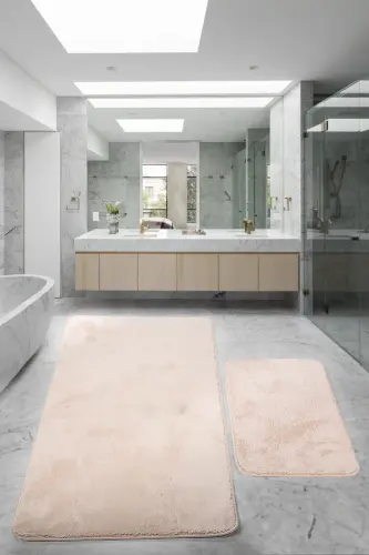 Relax Mink 80x150 + 50x80 cm. Large Size 2-Piece Bathroom Rug Mat Set Non-Slip Toilet Seat Cover-Mink 