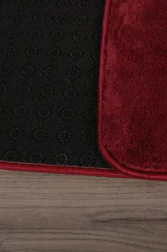 Relax Mürdüm 80x150 + 50x80 cm. Большой Размер 2'li Banyo Halısı Paspası Seti Kaymaz Klozet Takımı-Mürdüm - 4