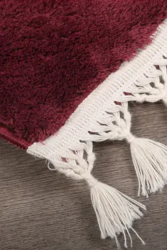 Relax Mürdüm Saçaklı Leke Tutmaz Kaymaz Taban Yıkanabilir Yolluk Tüylü Peluş Zamonaviy Oshxona Gilami-Mürdüm - DOKUMACIOĞLU (1)