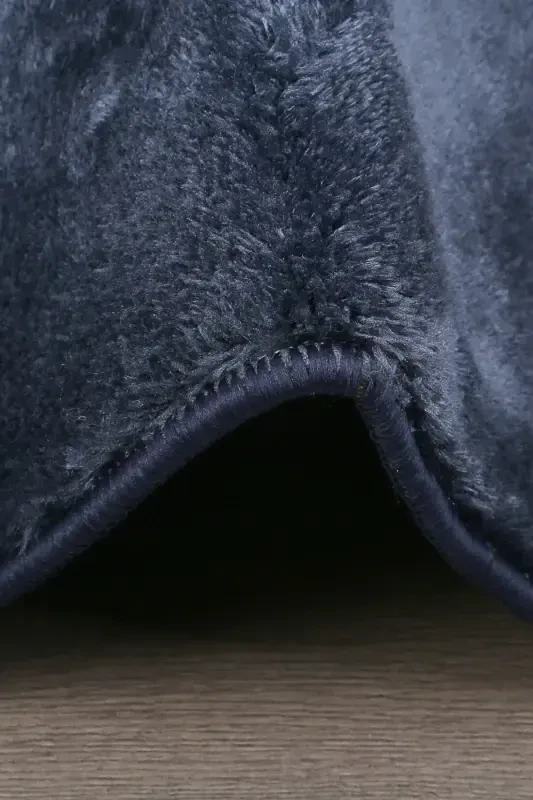 Relax Navy Blue Fringed Stain Resistant Non-Slip Washable Runner Long Furry Plush Post Modern Carpet-Navy Blue - 4