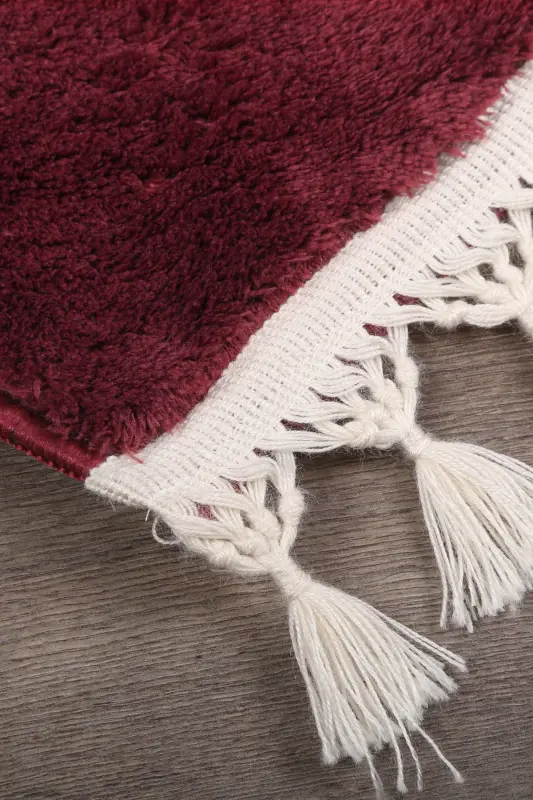 Relax Plum Fringed Stain Resistant Non-Slip Washable Runner Fluffy Plush Modern Kitchen Carpet-Plum - 2
