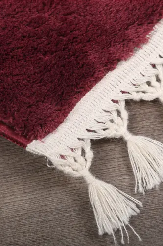 Relax Plum Fringed Stain Resistant Non-Slip Washable Runner Fluffy Plush Modern Kitchen Carpet-Plum - DOKUMACIOĞLU (1)