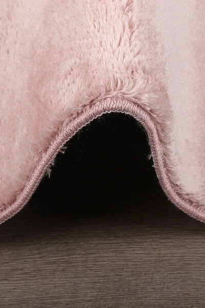 Relax Pudra Saçaklı Leke Tutmaz Kaymaz Taban Yıkanabilir Yolluk Uzun Tüylü Peluş Post Modern Halı-Pudra - 4
