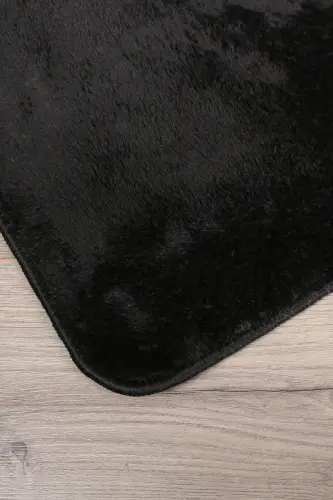 Relax Siyah 80x150 + 50x80 cm. Büyük Boy 2'li Banyo Halısı Paspası Seti Kaymaz Klozet Takımı - Siyah - BONNY HOME (1)