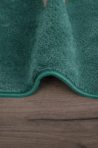 Relax Yeşil 80x150 + 50x80 cm. Büyük Boy 2'li Banyo Halısı Paspası Seti Kaymaz Klozet Takımı - Petrol Yeşili - 3