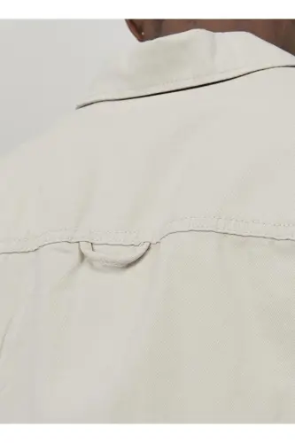 Relaxed cream men's shirt JCOCOLLECTIVE ZAC OVERSHIRT LS SN - 7